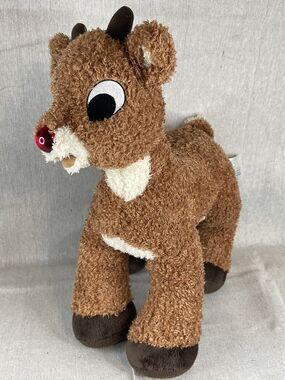 Build A Bear RUDOLPH THE RED NOSE REINDEER Plush Nose LIGHTS UP TALKS Works